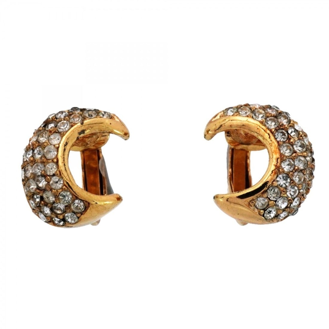 Christian Dior Moon Earrings, GP Plated, Rhinestone, Gold, Women's, P2735770: --- Catalog ---Category: SizeSize (HxWxD): 16.30mm x 15.20mm / 0.64'' x 0.60''Category: DesignType: Clip earringsColor: GoldGender: WomenMaterial: Gold plating, RhinestoneCategory: GeneralBrand: Chris