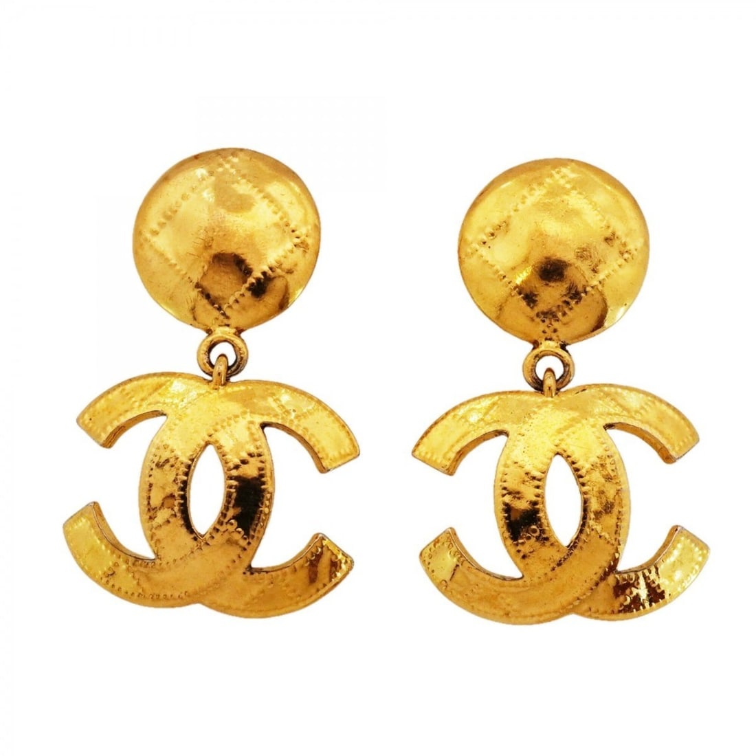 Chanel Earrings, Coco Mark, Matelassé, GP Plated, Gold, Women's, P2680656 (1 of 7)