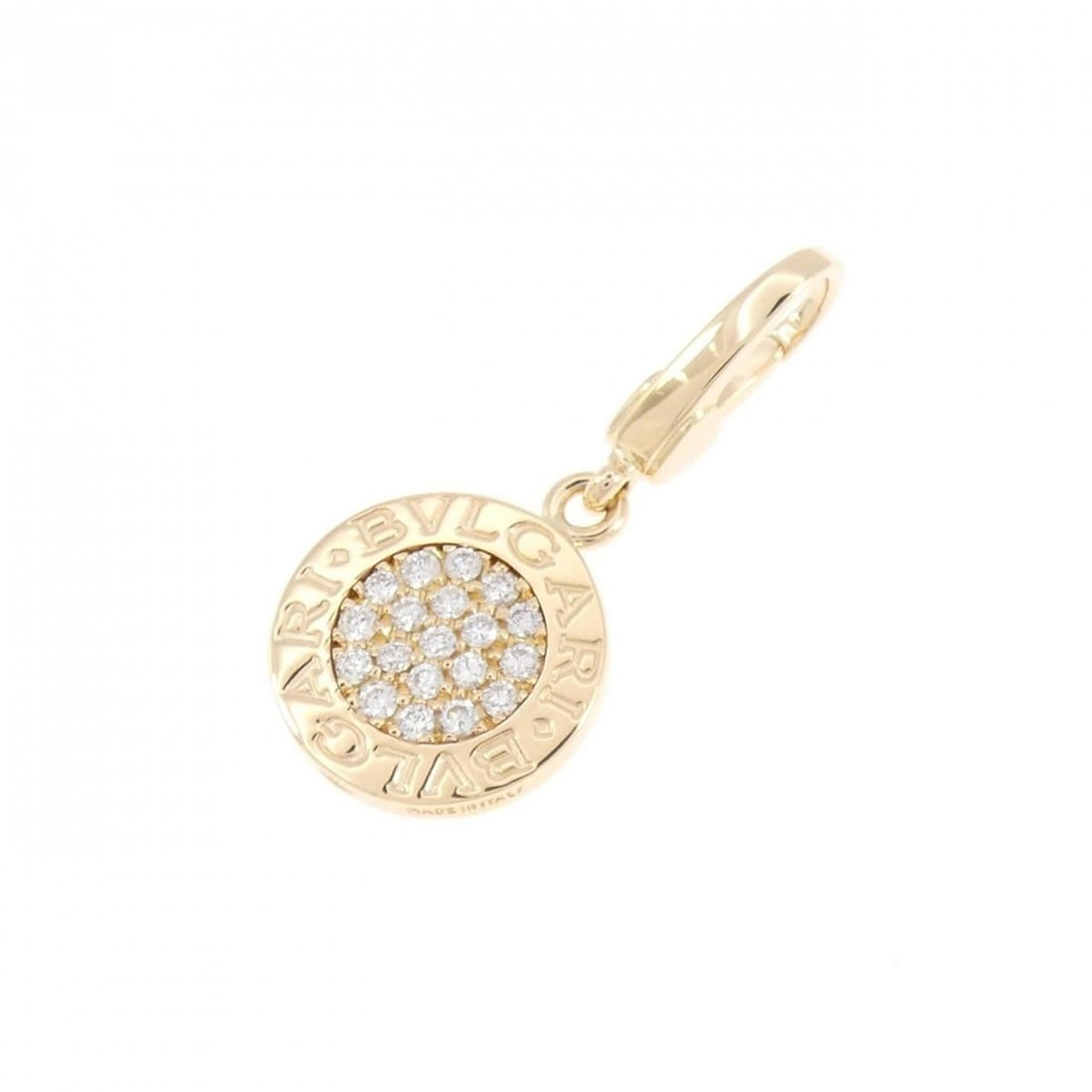 Bvlgari Charm: --- Catalog ---Category: SizeSize (HxWxD): 28.40mm x 12.90mm / 1.12'' x 0.51''Category: DesignType: Necklace charmStone: DiamondGender: WomenMaterial: Yellow gold (18K)Category: GeneralMPN: