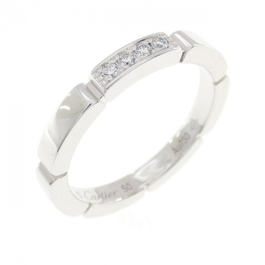 Cartier Maillon Panthère 4P Ring: --- Catalog ---Category: SizeUS Size: 5.5Brand Size: 50Category: DesignType: Band ringStone: DiamondGender: WomenMaterial: White gold (18K)Category: GeneralMPN: B4080400Brand: Cartier--- Item List