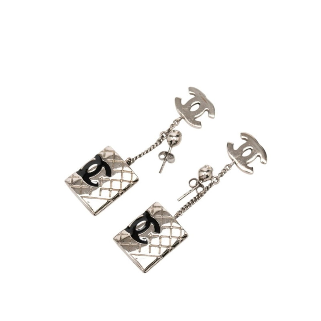 Chanel Coco Mark Cambon Line Earrings, Silver and Black Metal, Women's CHANEL: --- Catalog ---Category: SizeSize (HxWxD): 37.60mm x 14.80mm / 1.48'' x 0.58''Category: DesignType: Drop earringsColor: Black, SilverGender: WomenMaterial: MetalCategory: GeneralBrand: Chanel--- Item 