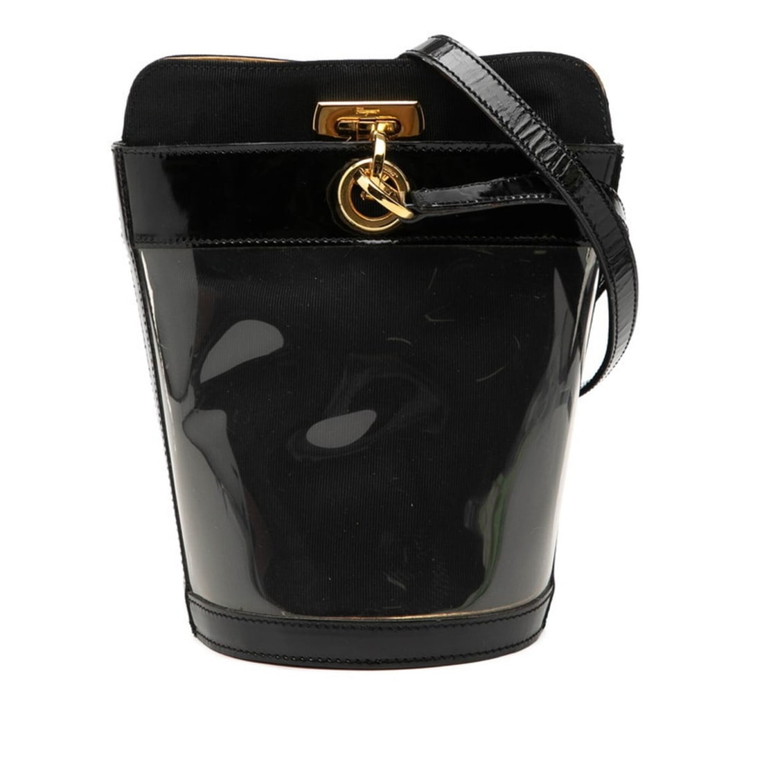 Salvatore Ferragamo Gancini Crossbody Shoulder Bag AU-21 5224 Black Vinyl Enamel Women's: --- Catalog ---Category: SizeStrap Drop: 54cm / 21.25''Size (HxWxD): 21cm x 12cm x 13cm / 8.26'' x 4.72'' x 5.11''Category: DesignType: Shoulder bagColor: BlackGender: WomenMaterial: Vinyl , Leather L