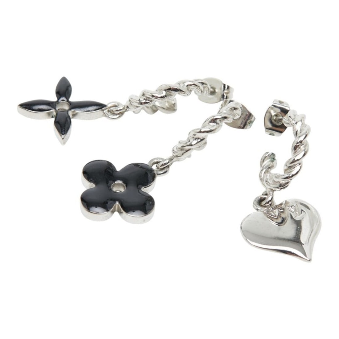 Louis Vuitton Boucles d'Oreilles Sweet Monogram Earrings 3-Piece Set M65677 Silver Black Metal (1 of 10)