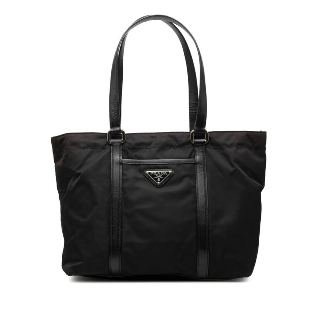Prada Triangle Logo Plate Tote Bag BR2311 Black Nylon Leather Women's PRADA: --- Catalog ---Category: SizeSize (HxWxD): 23.5cm x 29cm x 11.5cm / 9.25'' x 11.41'' x 4.52''Category: DesignType: Tote bagColor: BlackGender: WomenMaterial: Nylon Category: GeneralMPN: BR2311Brand: P