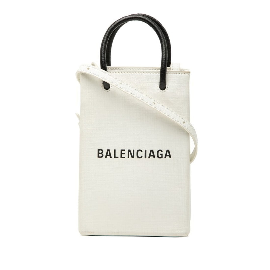 Balenciaga Shopping Phone Holder Handbag Shoulder Bag 593826 White Black Leather Women's BALENCIAGA: --- Catalog ---Category: SizeStrap Drop: 64.5cm / 25.39''Handle Drop: 5.00cm / 1.97''Size (HxWxD): 18cm x 12cm x 5cm / 7.08'' x 4.72'' x 1.96''Category: DesignType: Handbag, Shoulder bagColor: Black,