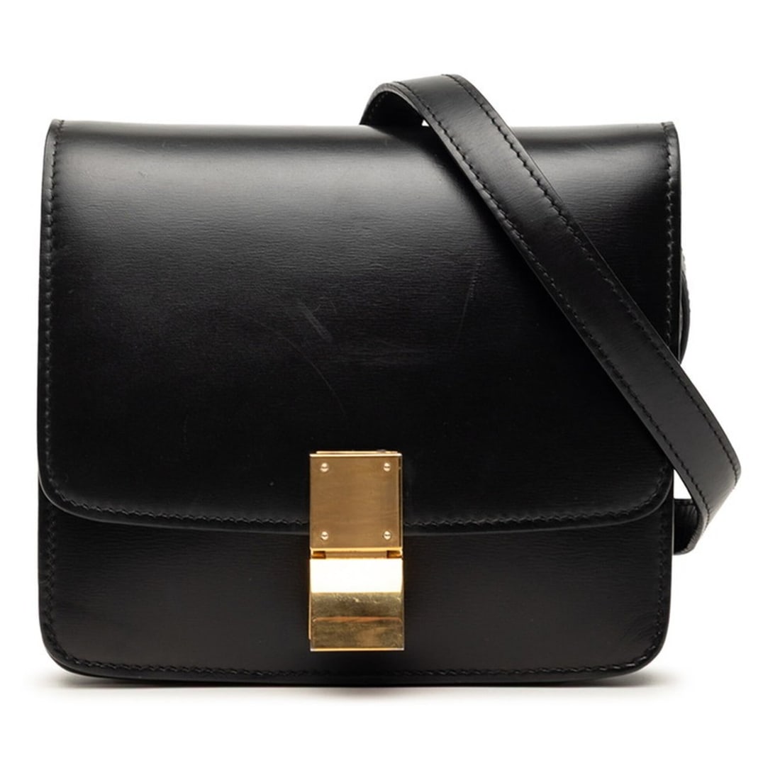 Celine Classic Box Small Shoulder Bag, One-Shoulder, Black Leather, Women's CELINE: --- Catalog ---Category: SizeStrap Drop: 40cm / 15.74''Size (HxWxD): 14.5cm x 16.5cm x 7cm / 5.7'' x 6.49'' x 2.75''Category: DesignType: Shoulder bagColor: BlackStyle: ClassicGender: WomenMaterial: