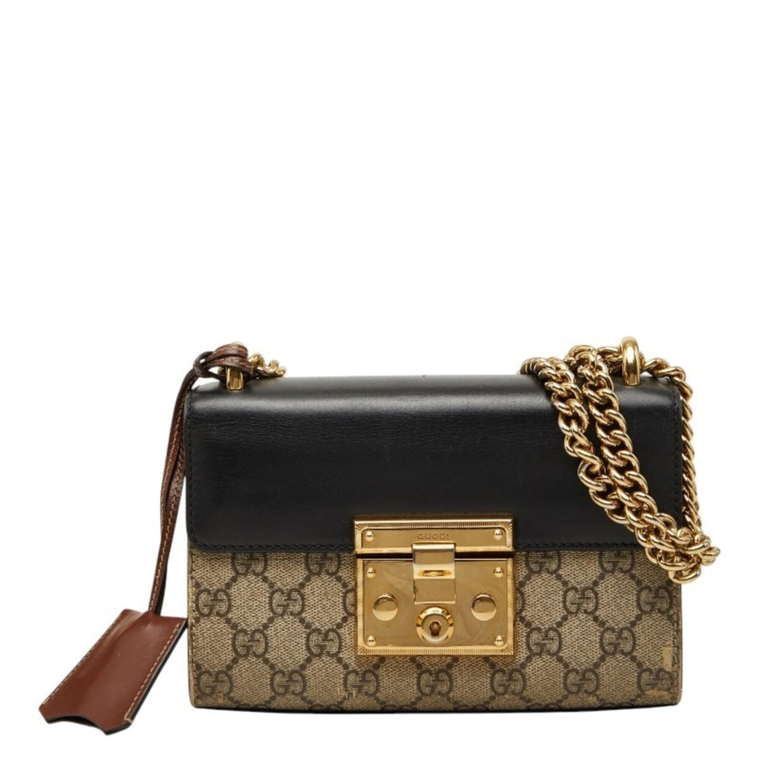 Gucci GG Supreme Chain Shoulder Bag 409487 Beige Black Leather Women's GUCCI (1 of 12)