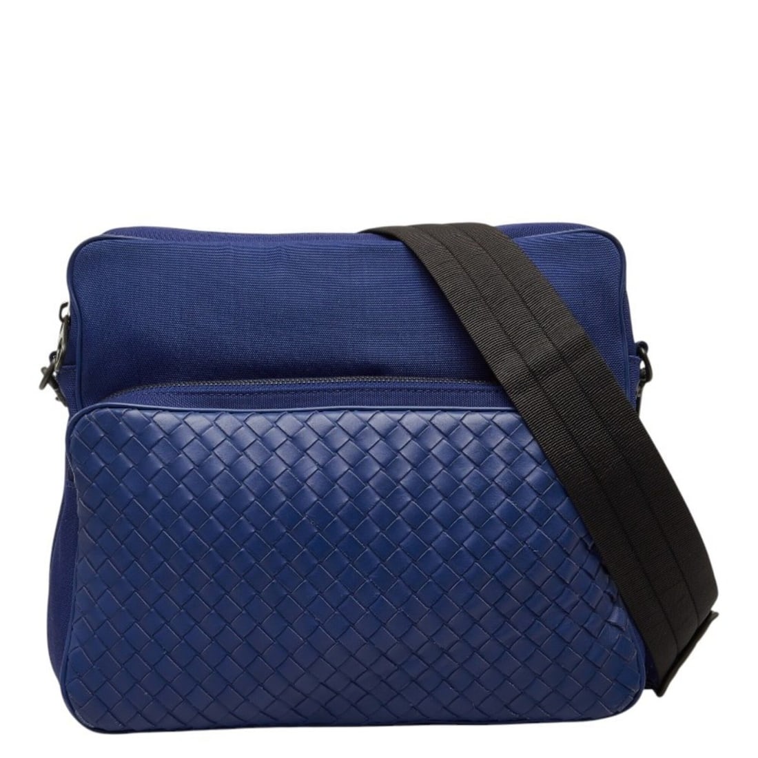Bottega Veneta Intrecciato Shoulder Bag Messenger Blue Canvas Leather Women's BOTTEGAVENETA (1 of 10)