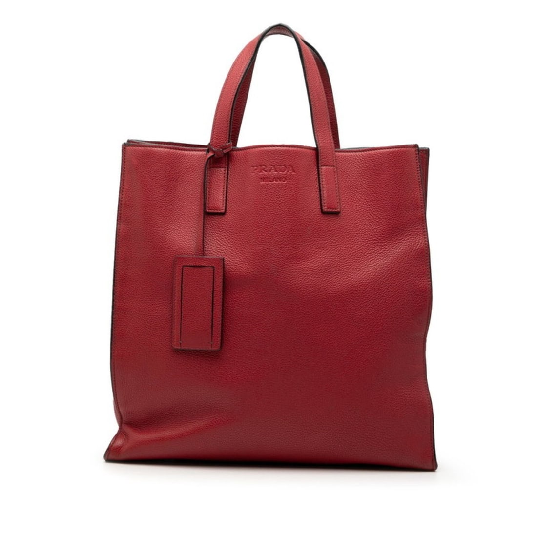 Prada tote bag, red leather, women's.: --- Catalog ---Category: SizeSize (HxWxD): 36cm x 36cm x 11.5cm / 14.17'' x 14.17'' x 4.52''Category: DesignType: Tote bagColor: Red colorGender: WomenMaterial: Leather Category: GeneralBrand: Prada--