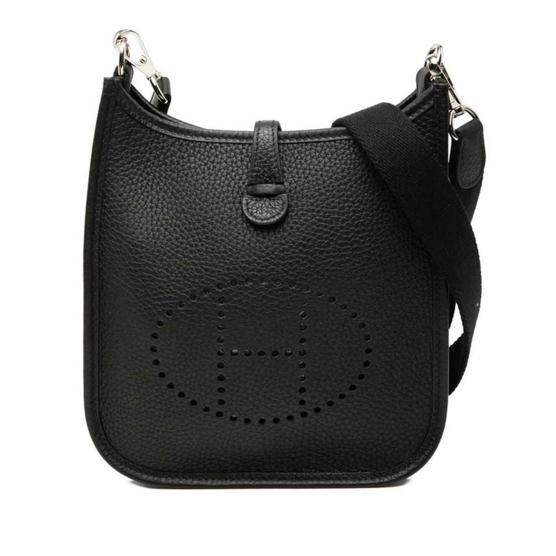 Hermes Evelyne TPM Crossbody Shoulder Bag, Noir Black, Taurillon Clemence Leather, Women's HERMES: --- Catalog ---Category: SizeSize (HxWxD): 18cm x 17cm x 5cm / 7.08'' x 6.69'' x 1.96''Category: DesignType: Shoulder bagColor: BlackGender: WomenMaterial: Taurillon clemence leather Category: General