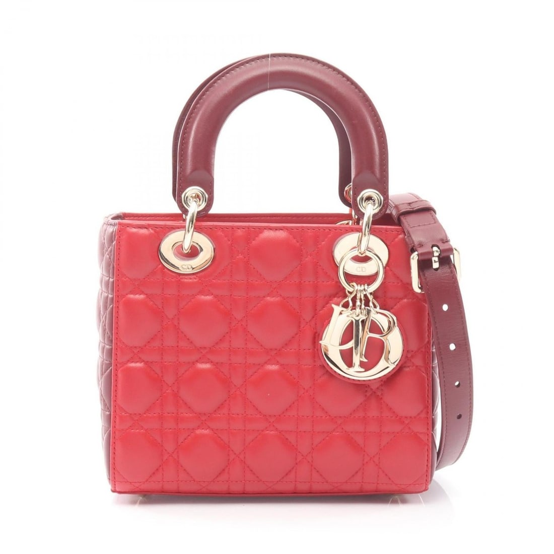 Christian Dior Dior Lady Small Cannage 2-Way Bicolor Handbag, Leather, Women's, Red/Burgundy: --- Catalog ---Category: SizeSize (HxWxD): 17cm x 20cm x 8cm / 6.69'' x 7.87'' x 3.14''Category: DesignType: HandbagColor: Bordeaux, Red colorGender: WomenMaterial: Leather Category: GeneralBrand: Chr