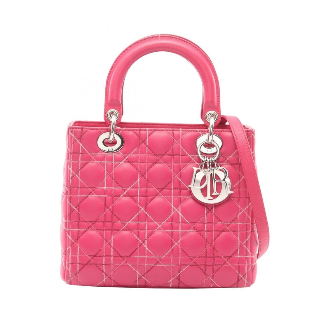 Christian Dior Dior LADY DIOR Cannage 2-Way Handbag, Leather, Women's, Pink (1 of 14)