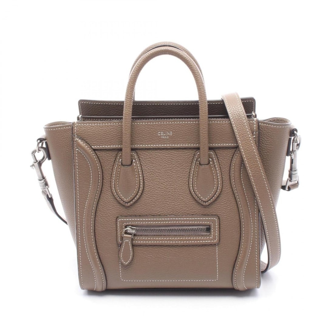 Celine Luggage Nano Shopper 2-Way Handbag, Leather, Women's, Beige (1 of 12)