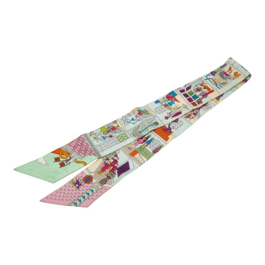 Hermes Twilly La Maison Des Carres Scarf Muffler Light Blue Multicolor Women's HERMES (1 of 11)