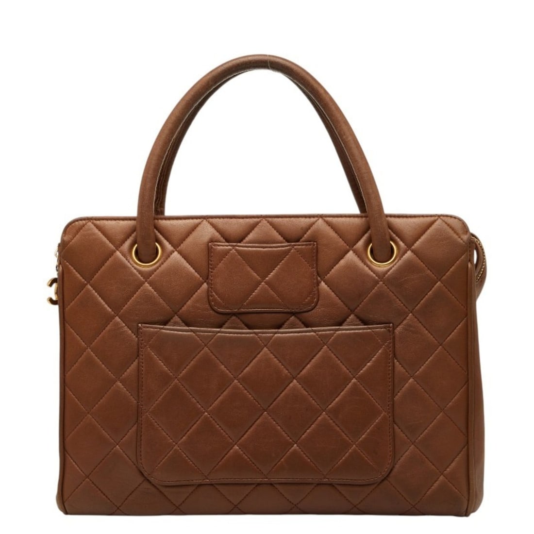 Chanel Coco Mark Matelassé Handbag, Brown Lambskin, Women's CHANEL: --- Catalog ---Category: SizeHandle Drop: 10.00cm / 3.94''Size (HxWxD): 20cm x 27cm x 7cm / 7.87'' x 10.62'' x 2.75''Category: DesignType: HandbagColor: BrownGender: WomenClosure: ZipperMaterial: Leat