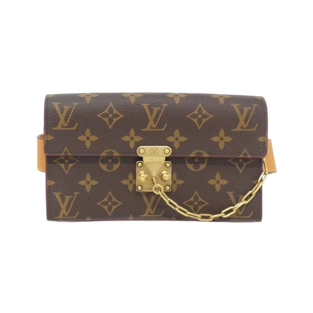Louis Vuitton Monogram S Lock Belt Handbag Pouch PM M44667: --- Catalog ---Category: SizeSize (HxWxD): 11.5cm x 20cm x 4cm / 4.52'' x 7.87'' x 1.57''Category: DesignType: Handbag, PouchColor: MarronGender: Women,MenMaterial: Coated canvas Hardware Color: GoldC