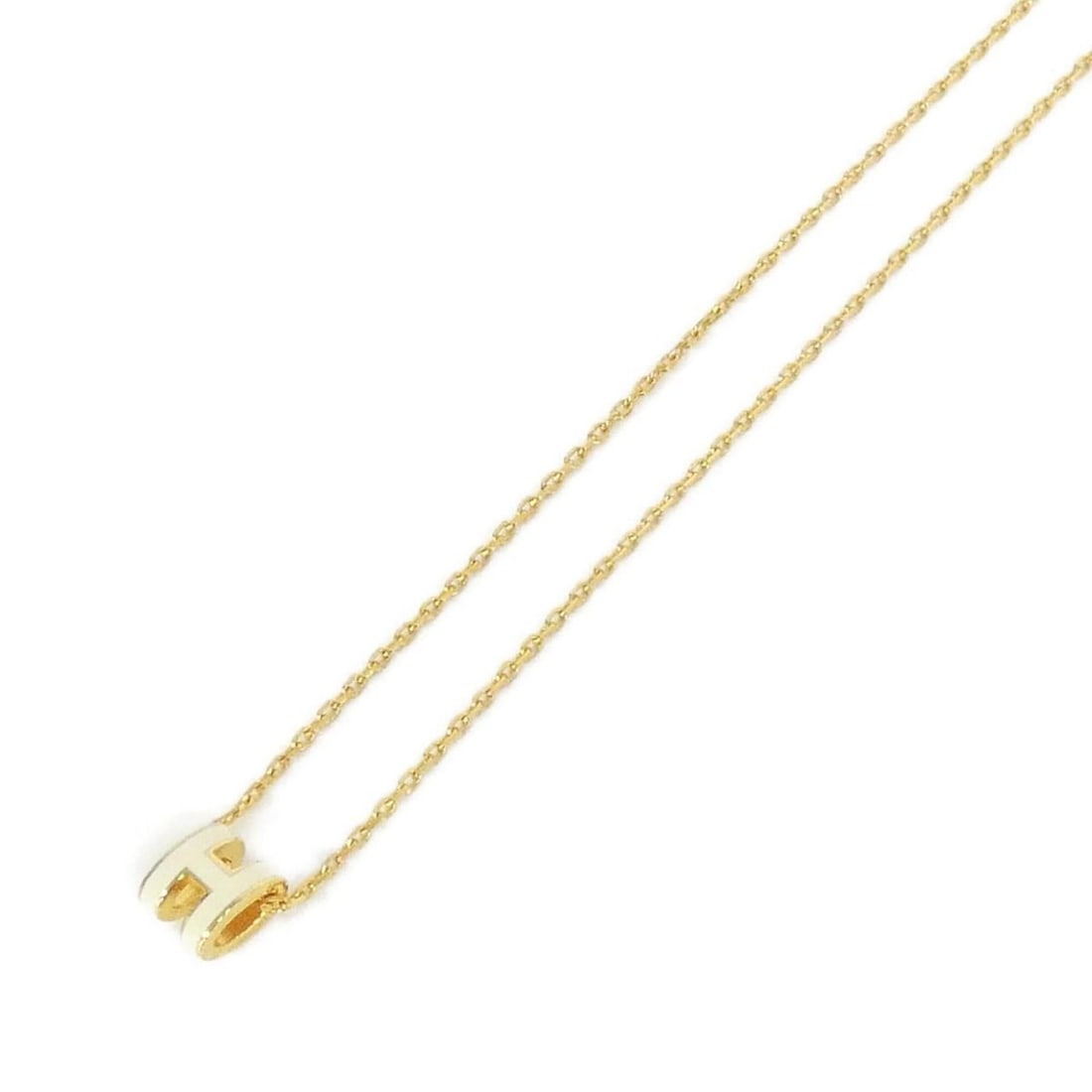 Hermes Pop H MINI 147992F Necklace: --- Catalog ---Category: SizePendant Size: 9mm x 7mm / 0.35'' x 0.27''Neck Circumference: 40 cm / 15.74''Category: DesignColor: Gold, WhiteGender: WomenNecklace Type: NecklaceCategory: GeneralMPN: