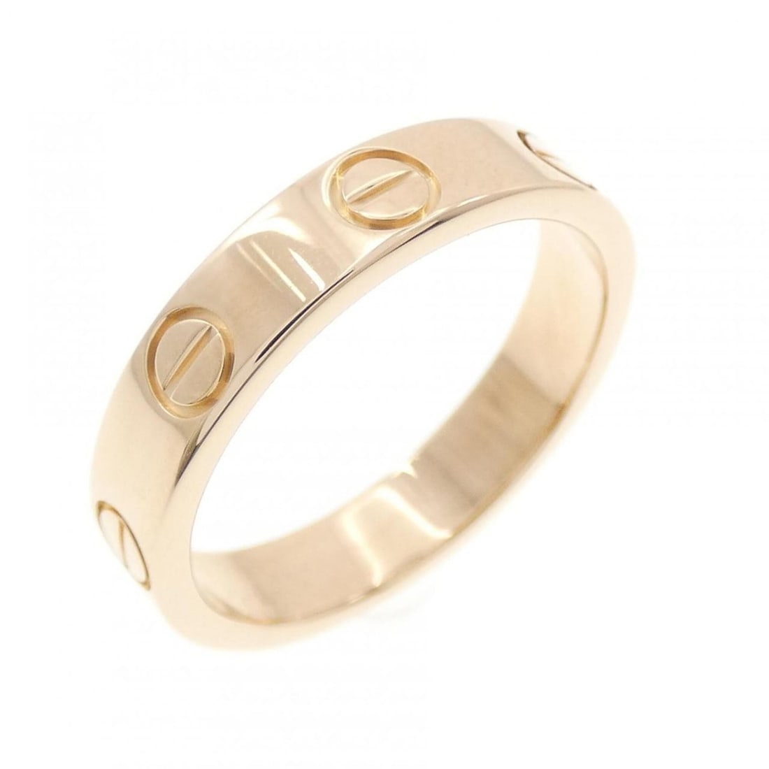 Cartier Mini Love Ring: --- Catalog ---Category: SizeUS Size: 4.5Brand Size: 48Category: DesignType: Band ringGender: WomenMaterial: Pink gold (18K)Category: GeneralBrand: Cartier--- Item List ---Section: ConditionRanking: