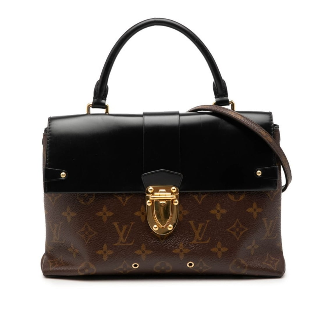Louis Vuitton Monogram Flap Bag MM, Handbag/Shoulder Bag, 2-Way, M43125, Brown/Black Leather,: --- Catalog ---Category: SizeSize (HxWxD): 19cm x 25cm x 10cm / 7.48'' x 9.84'' x 3.93''Category: DesignType: Handbag, Shoulder bagColor: Black, Brown, MonogramGender: WomenMaterial: Monogram