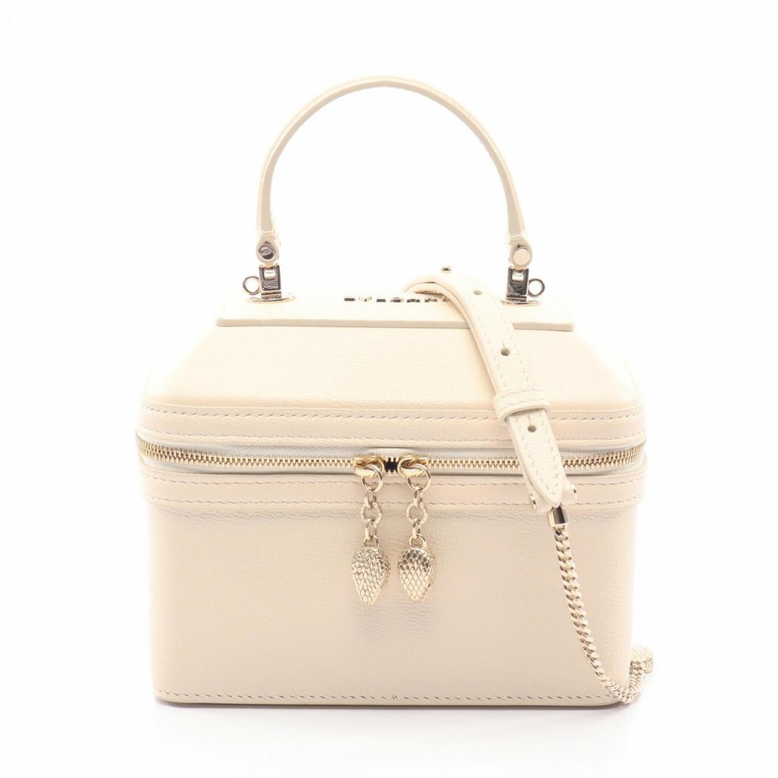 Bulgari BVLGARI Serpenti Jewelry Box 2-Way Handbag, Leather, Women's, Ivory: --- Catalog ---Category: SizeSize (HxWxD): 13cm x 16cm x 9cm / 5.11'' x 6.29'' x 3.54''Category: DesignType: Jewelry chestColor: IvoryMaterial: LeatherCategory: GeneralBrand: Bvlgari--- Item List ---S
