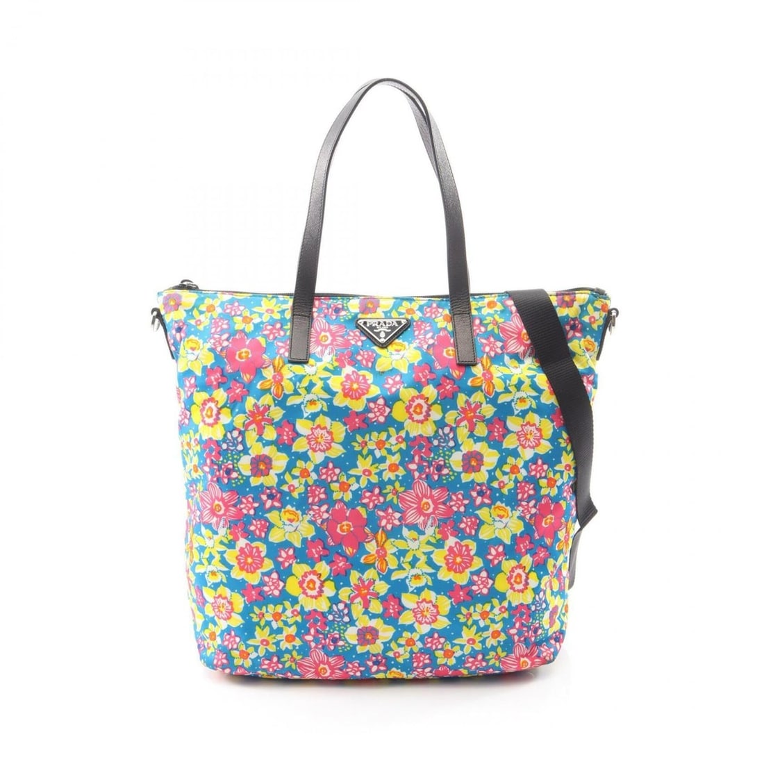 Prada TESSUTO STAMPAT Floral 2-Way Tote Bag/Handbag, Nylon & Saffiano Leather, Women's, Multicolor: --- Catalog ---Category: SizeSize (HxWxD): 35cm x 32cm x 14.5cm / 13.77'' x 12.59'' x 5.7''Category: DesignType: Handbag, Tote bagColor: Multi-colorGender: WomenMaterial: Nylon , Leather Leather/Fur T