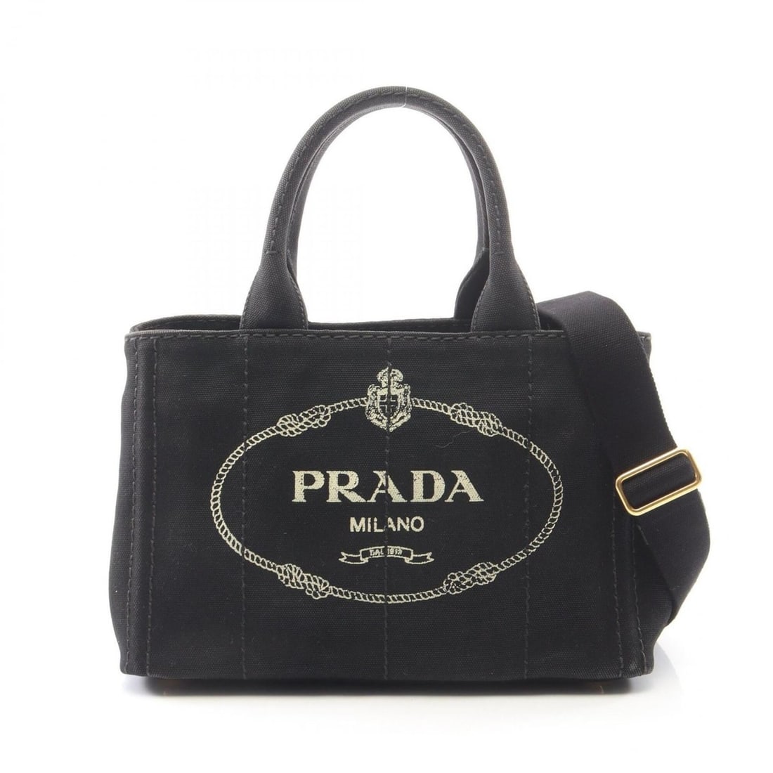 Prada CANAPA 2-Way Tote Bag/Handbag, Canvas, Women's, Black, 1BG439 (1 of 11)