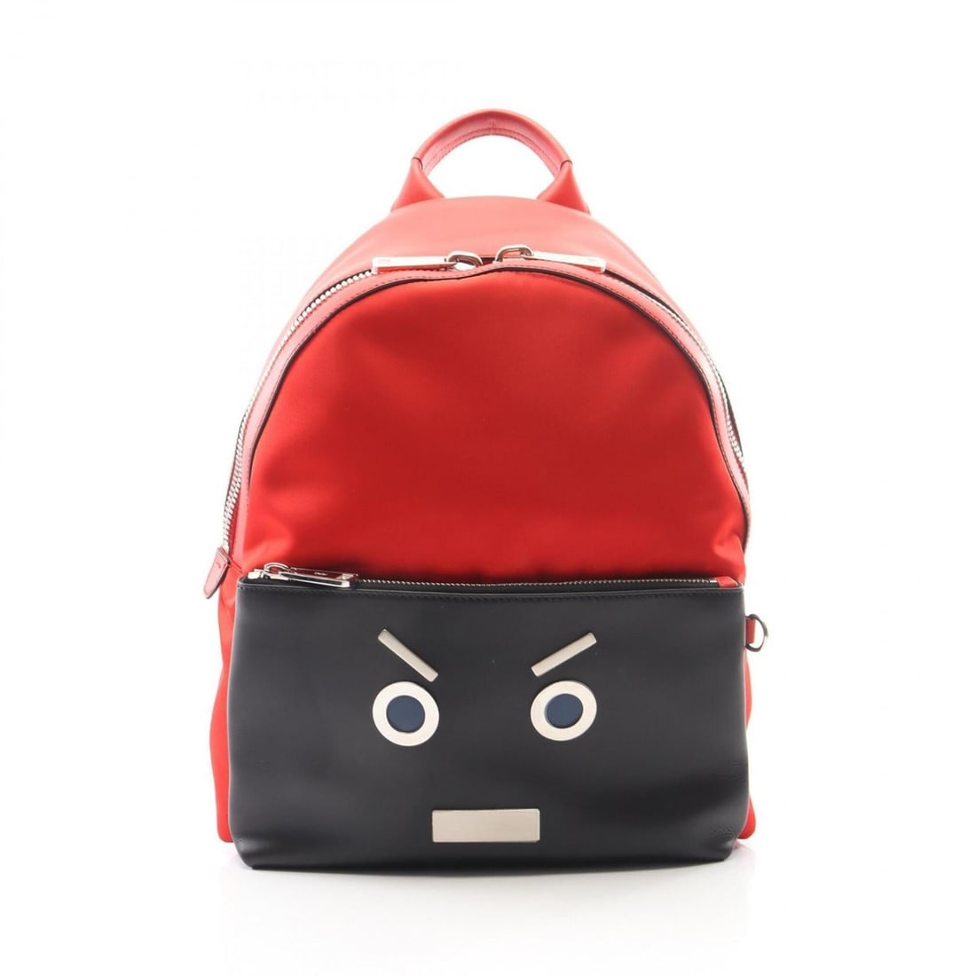Fendi FENDI Face No Words Backpack/Handbag, Leather/Nylon, Men's, Red/Black, 7VZ012 (1 of 10)