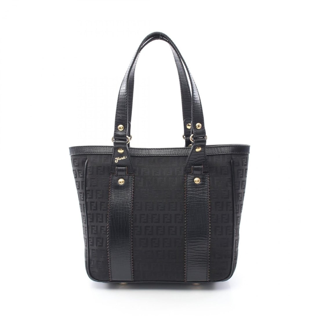 Fendi Zucchino Tote Bag Handbag Canvas Leather Women's Black: --- Catalog ---Category: SizeSize (HxWxD): 25cm x 26cm x 9cm / 9.84'' x 10.23'' x 3.54''Category: DesignType: Handbag, Tote bagColor: BlackGender: WomenMaterial: Canvas , Leather Category: GeneralBran
