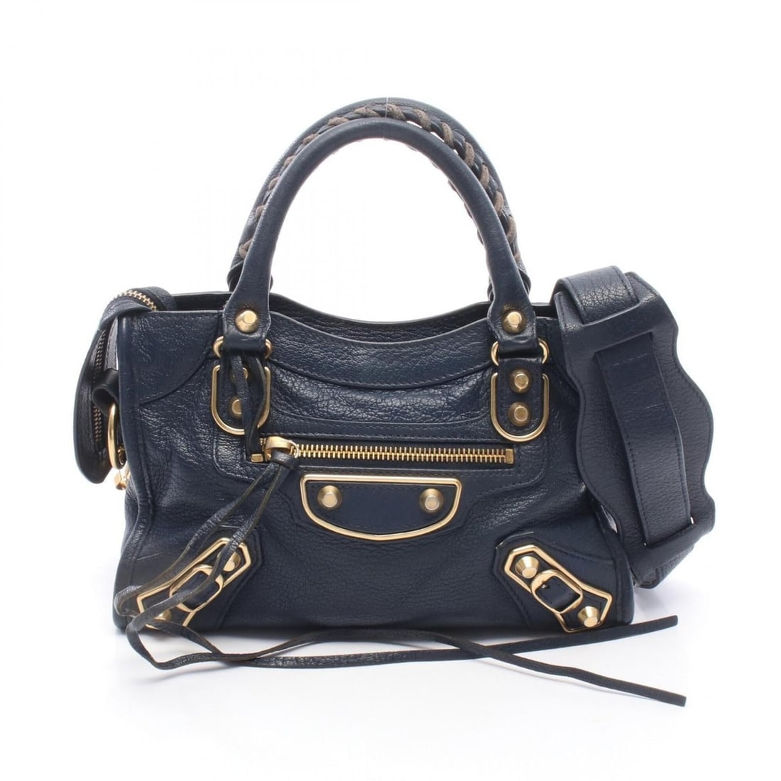 Balenciaga Classic Metallic Edge Mini City 2-Way Handbag, Leather, Women's, Navy, 390160: --- Catalog ---Category: SizeSize (HxWxD): 16cm x 24cm x 8cm / 6.29'' x 9.44'' x 3.14''Category: DesignType: HandbagColor: NavyGender: WomenMaterial: Leather Category: GeneralMPN: 390160Brand: Balenci