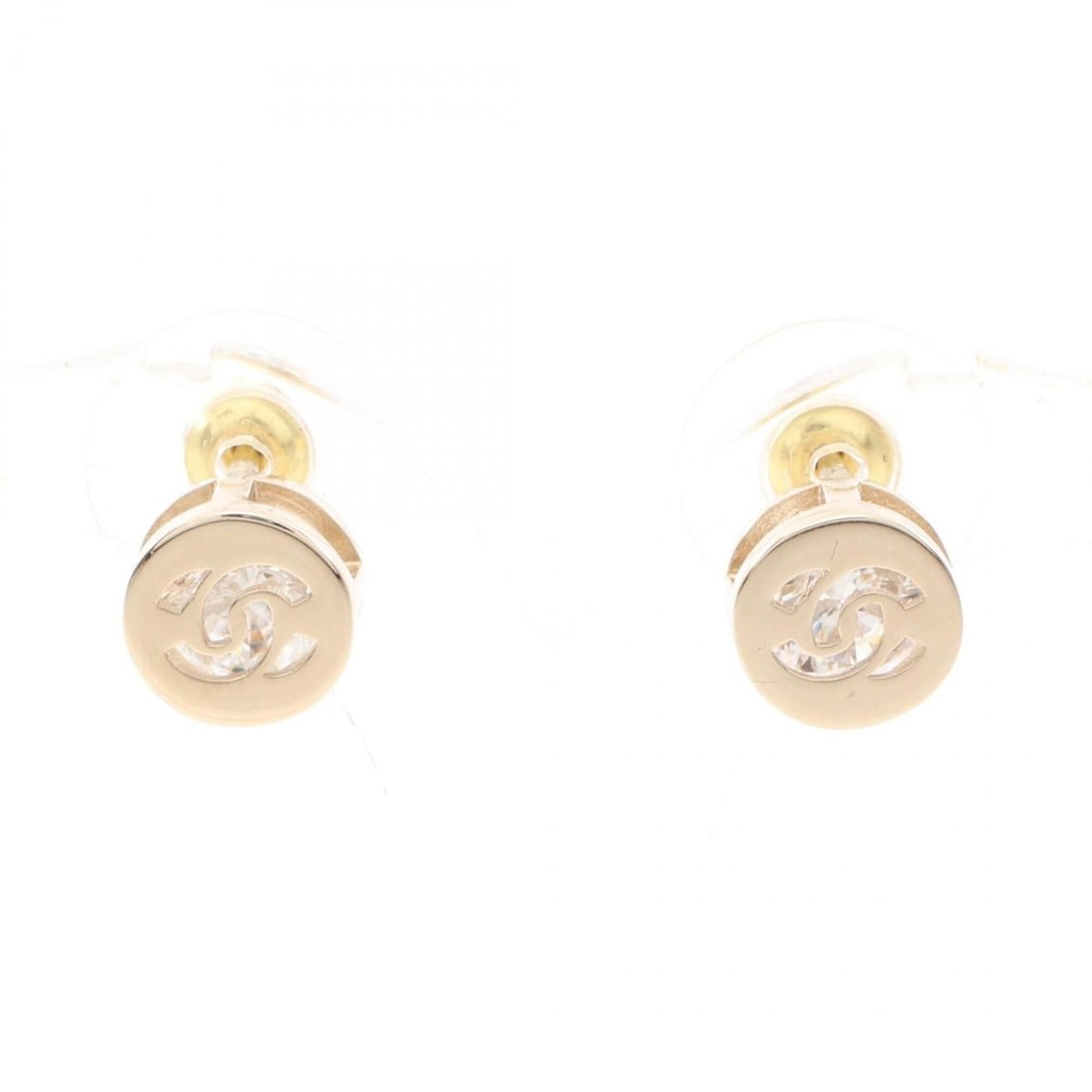 Chanel Coco Mark Earrings, Gold Plated (GP), Crystal, Women's, Tone, Clear Tone: --- Catalog ---Category: SizeSize (HxWxD): 7.00mm x 7.00mm / 0.28'' x 0.28''Category: DesignType: Stud earringsColor: GoldStone: CrystalFinish: Gold platedGender: WomenStone Color: ClearCategory: Gene