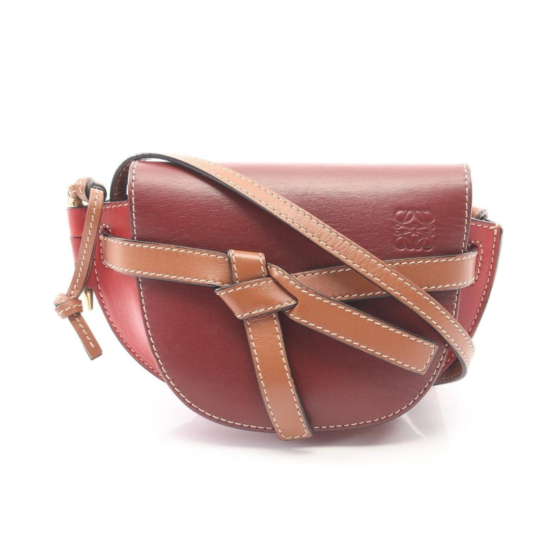 Loewe Gate Bag Mini Shoulder Handbag Leather Women's Bordeaux Red Brown A650N46X08 (1 of 11)