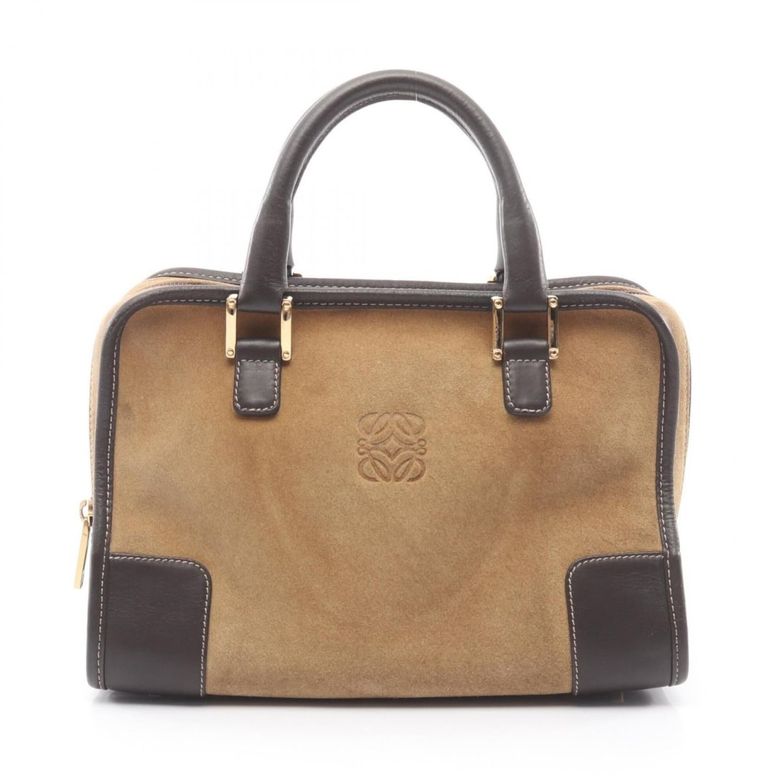 Loewe Amazona 28 Handbag, Suede Leather, Women's, Beige/Brown: --- Catalog ---Category: SizeSize (HxWxD): 18.5cm x 27cm x 13cm / 7.28'' x 10.62'' x 5.11''Category: DesignType: HandbagColor: Beige, BrownGender: WomenMaterial: Leather , Suede Category: GeneralBrand