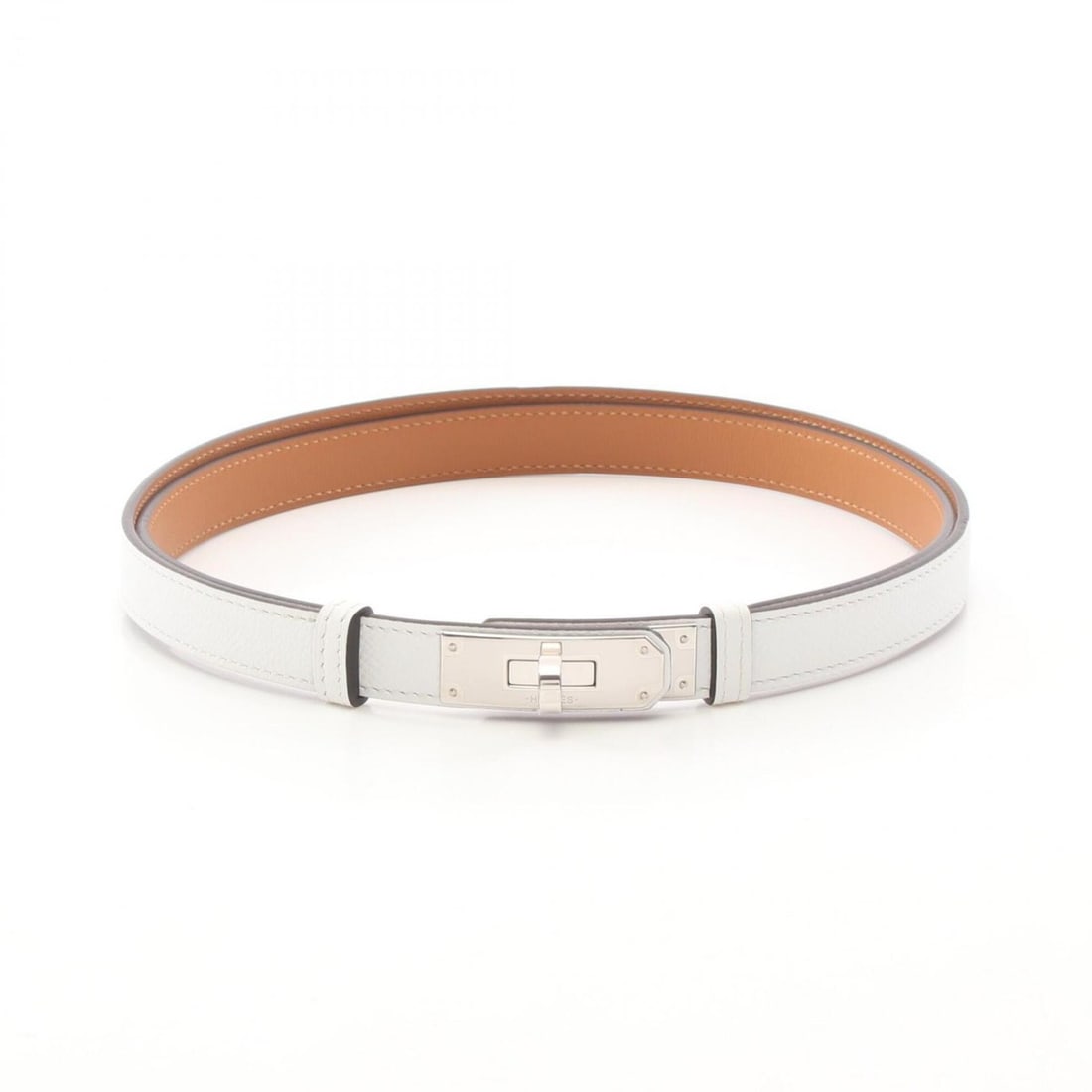 Hermes Kelly Belt, Leather, Calfskin (Cowhide), Veau Epsom, Women's, White: --- Catalog ---Category: SizeLength: 55cm - 103cm / 21.65'' - 40.55''Category: DesignType: Standard beltColor: WhiteGender: WomenLeather/Fur Type: Calfskin, Epsom leatherMaterial (Strap): Leather Cate