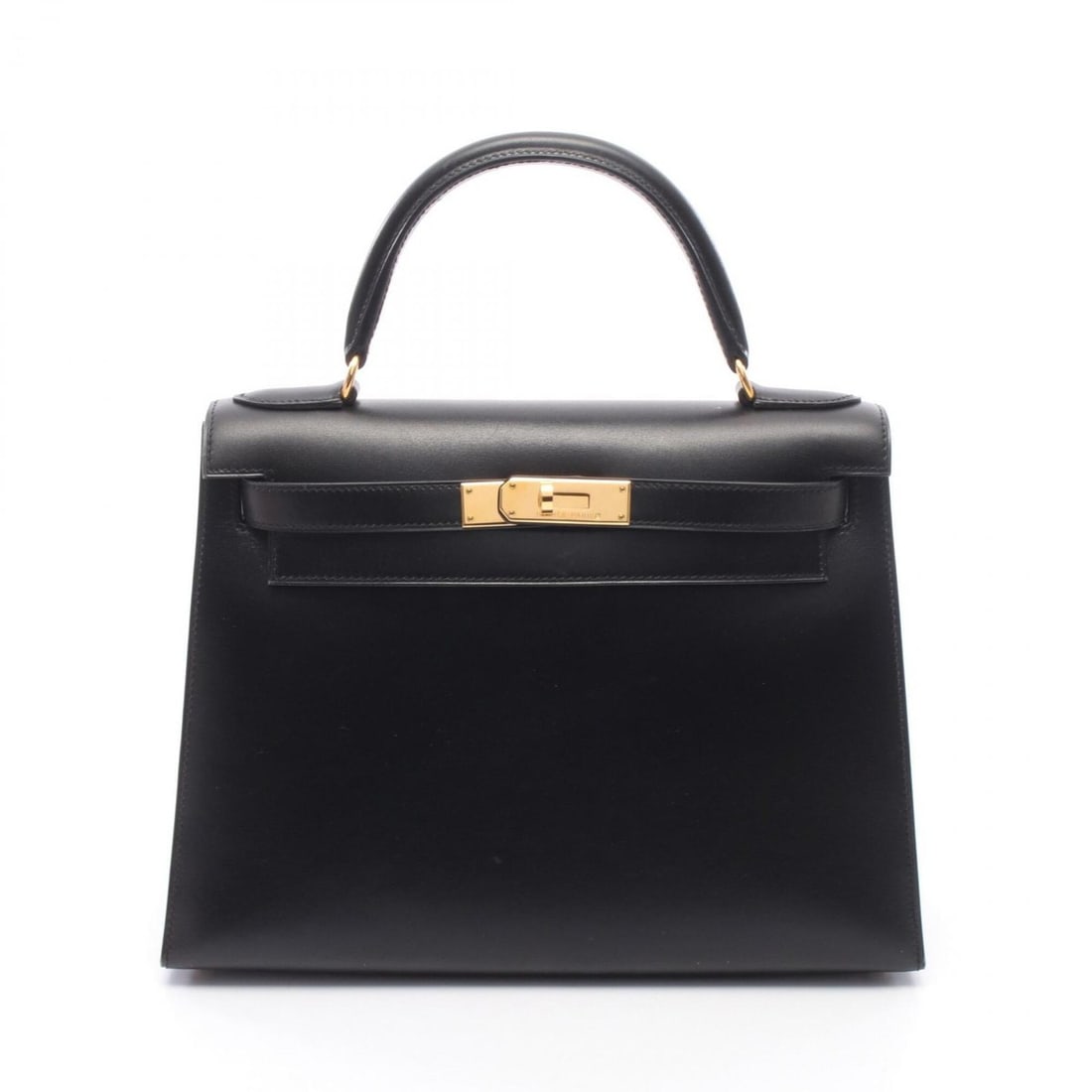 Hermes Kelly 28, 2-way handbag, calfskin (box calf leather), black.: --- Catalog ---Category: SizeSize (HxWxD): 21cm x 28cm x 11cm / 8.26'' x 11.02'' x 4.33''Category: DesignType: HandbagColor: BlackGender: WomenMaterial: Box calf leather Category: GeneralBrand: Hermes