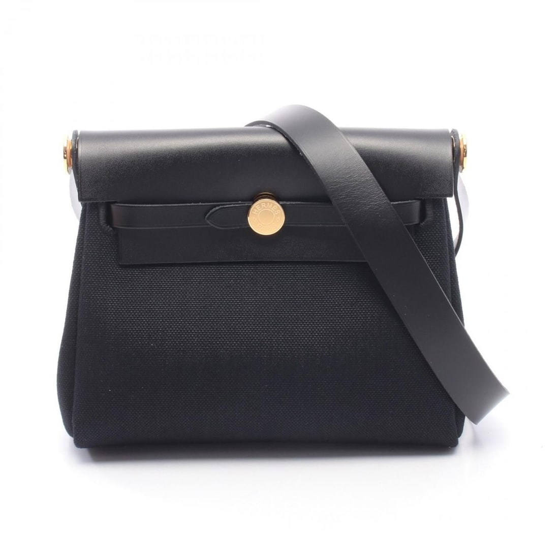 Hermes Herbag Zip Mini Shoulder Bag Handbag Canvas Leather Toile Military Vache Hunter Women's Black (1 of 11)