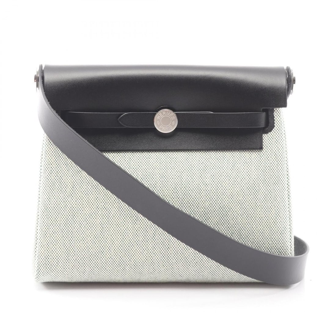 Hermes Herbag Zip Mini Shoulder Bag Handbag Canvas Leather Toile H Vache Hunter Women's Black/Green (1 of 11)