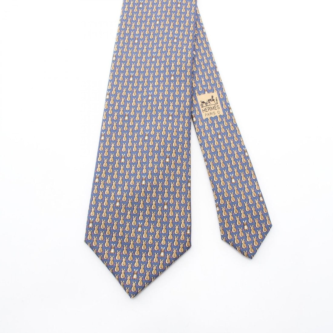 Hermes HERMES Rabbit Pattern Tie, Silk, Men's, Navy/Multicolor - 2