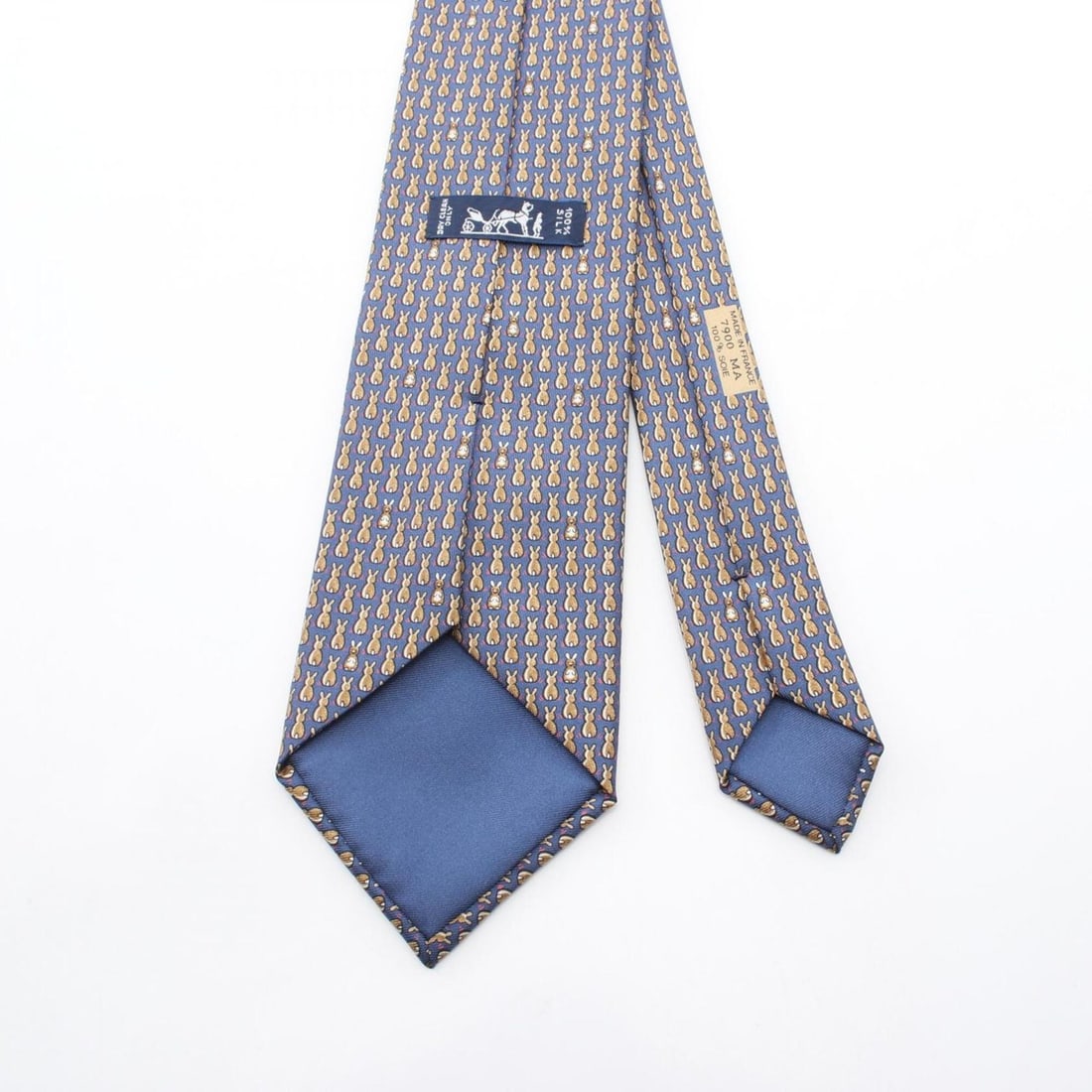 Hermes HERMES Rabbit Pattern Tie, Silk, Men's, Navy/Multicolor - 3