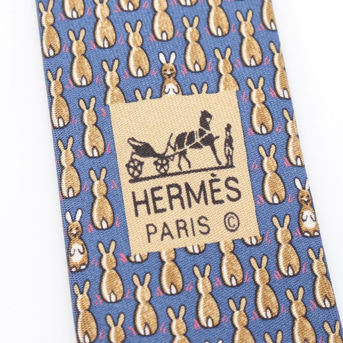 Hermes HERMES Rabbit Pattern Tie, Silk, Men's, Navy/Multicolor - 4