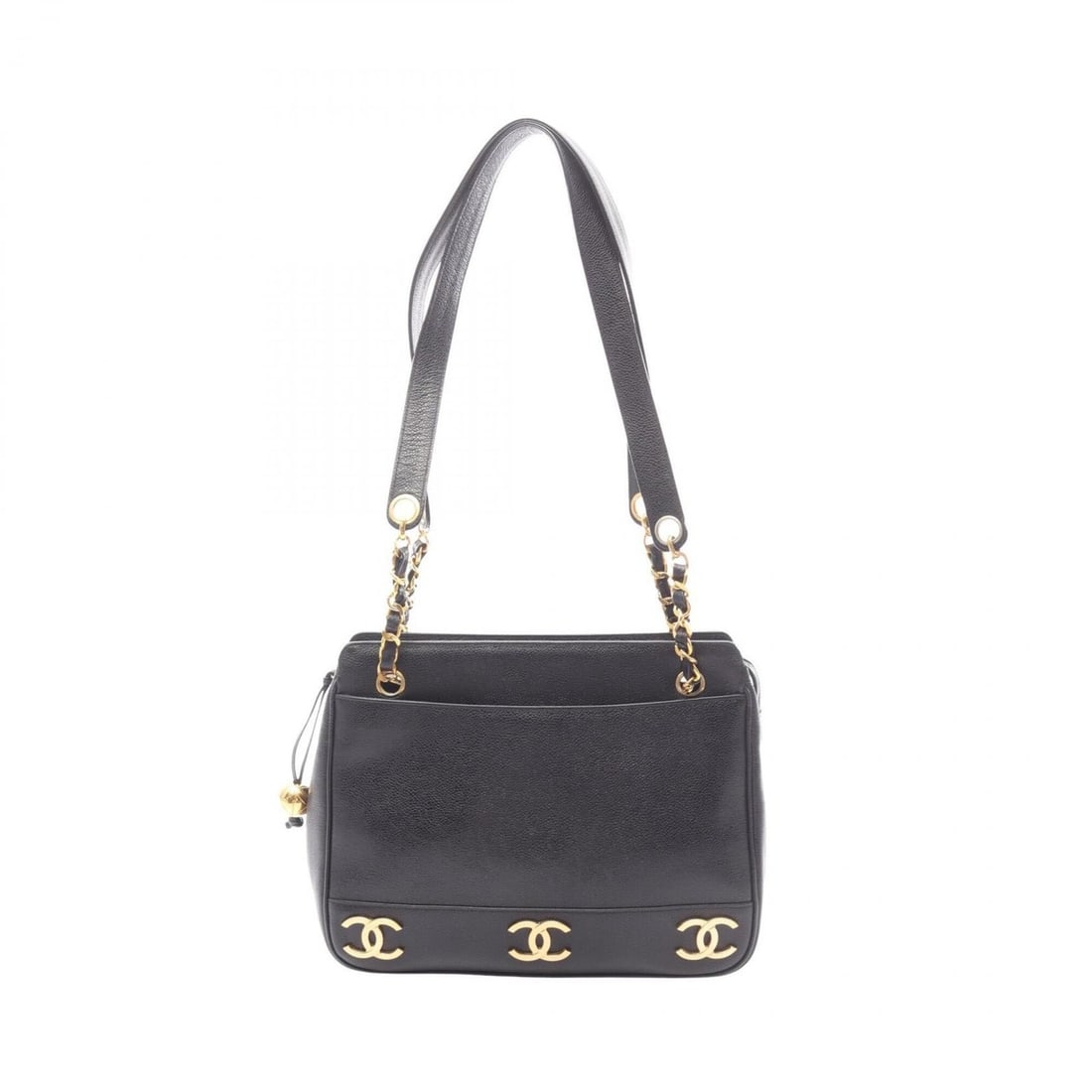 Chanel Triple Coco Mark Tote Bag Handbag, Caviar Leather (Grained Calfskin), Women's, Black: --- Catalog ---Category: SizeSize (HxWxD): 25cm x 31cm x 8cm / 9.84'' x 12.2'' x 3.14''Strap Length: 86cm / 33.85''Category: DesignType: Handbag, Tote bagColor: BlackGender: WomenMaterial: Grained Cal