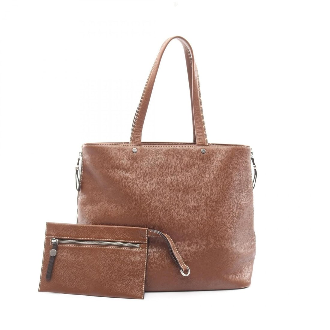 Salvatore Ferragamo side-zip tote bag/handbag, leather, women's, brown. (1 of 14)