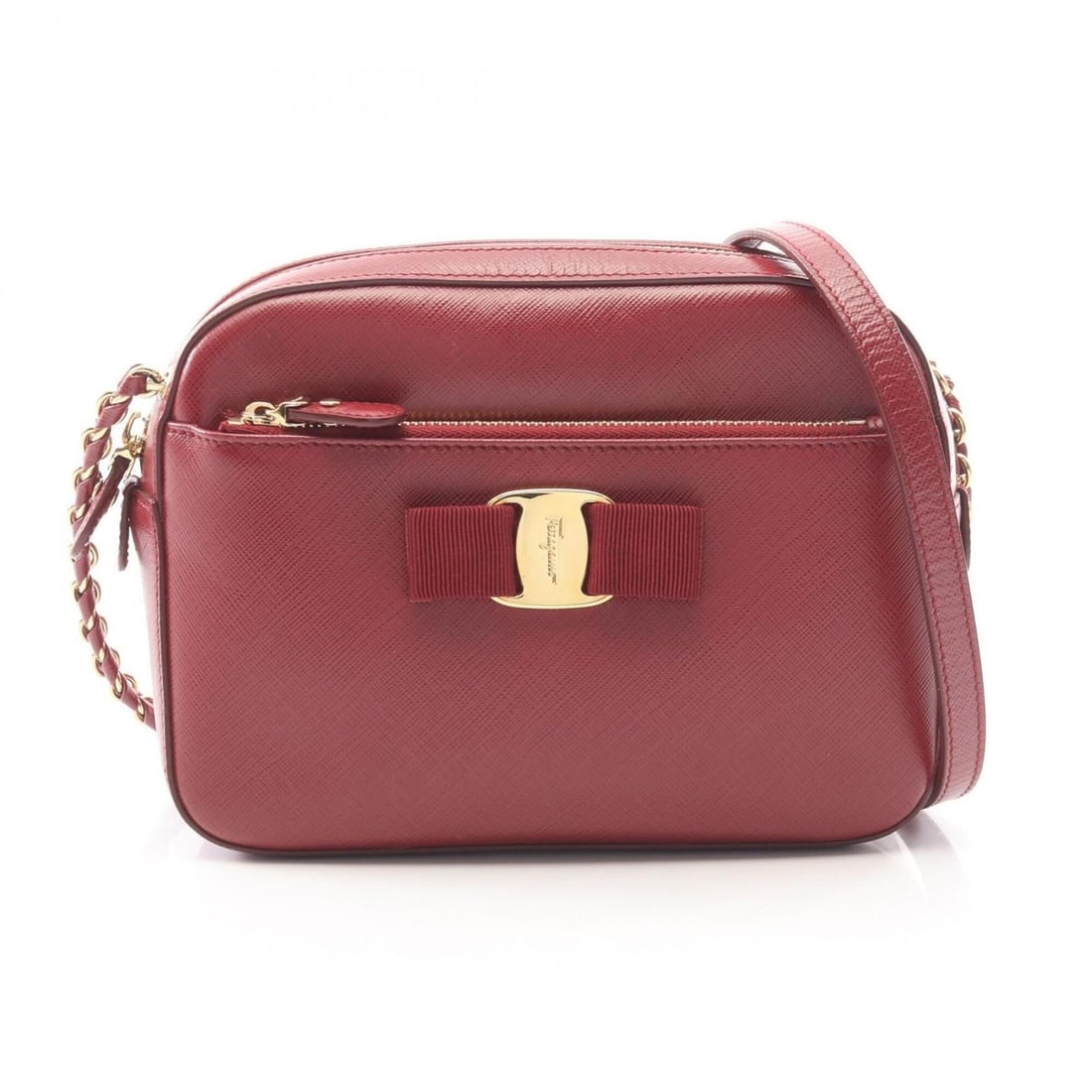 Salvatore Ferragamo Vara Ribbon Shoulder Bag Handbag Leather Women's Bordeaux 21 F568 (1 of 15)