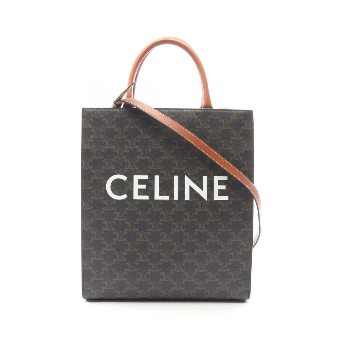 Celine Small Vertical Cabas Triomphe 2-Way Tote Bag/Handbag, Coated Canvas and Leather, Women's, (1 of 17)