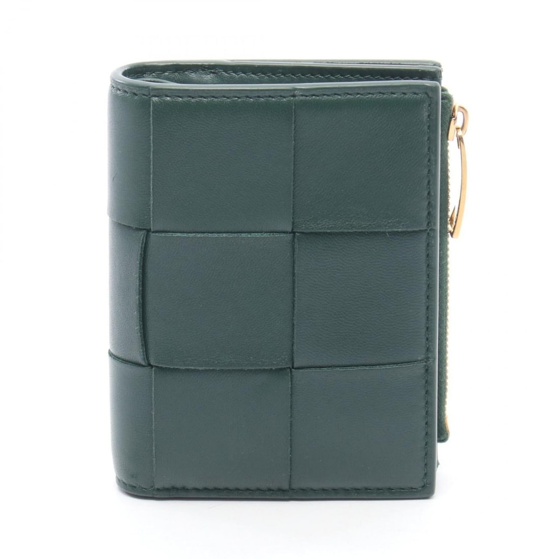 Bottega Veneta Small Cassette Maxi Intrecciato Bi-fold Wallet, Leather, Women's, Green, 742698 (1 of 13)