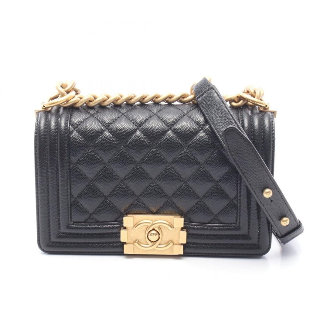 Chanel Boy Small Shoulder Bag/Handbag, Caviar Leather (Grained Calfskin), Women's, Black, A67085: --- Catalog ---Category: SizeSize (HxWxD): 12cm x 20cm x 6cm / 4.72'' x 7.87'' x 2.36''Category: DesignType: Shoulder bagColor: BlackGender: WomenMaterial: Grained Calfskin Hardware Color: GoldCategor