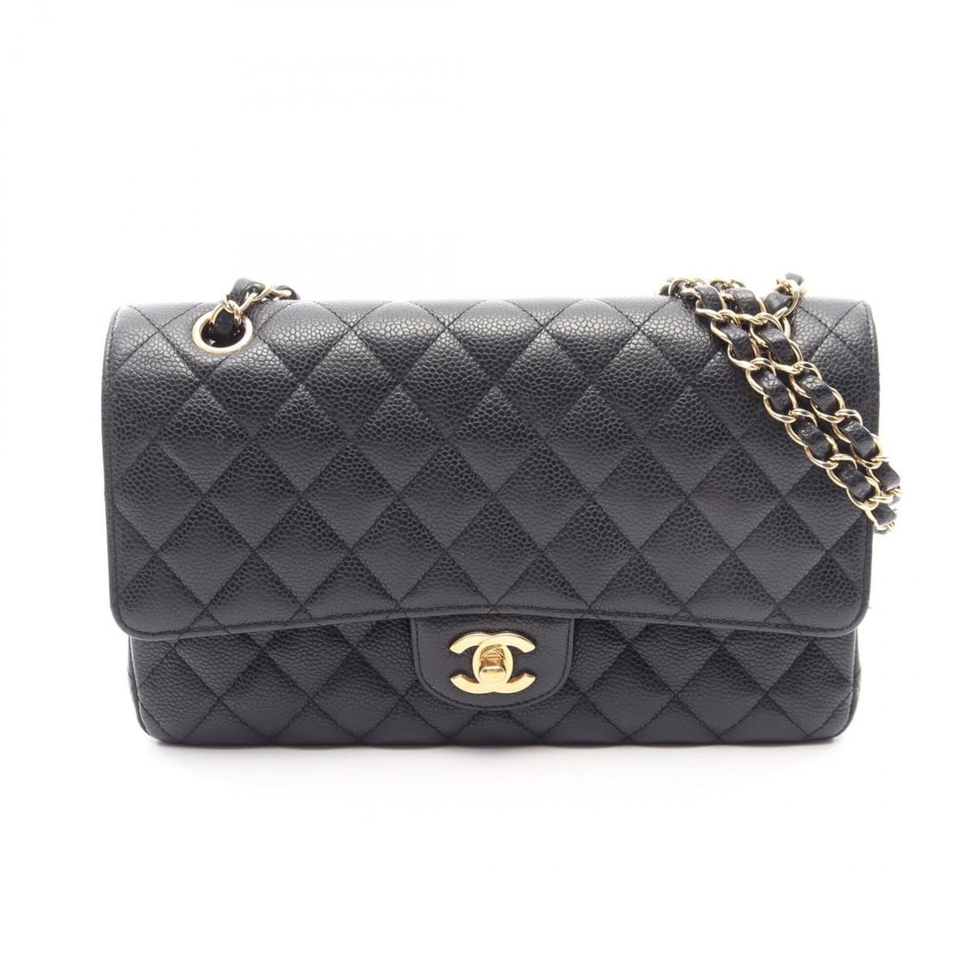 Chanel Matelassé Double Flap Shoulder Bag/Handbag, Caviar Leather (Grained Calfskin), Women's,: --- Catalog ---Category: SizeSize (HxWxD): 16cm x 25cm x 6.5cm / 6.29'' x 9.84'' x 2.55''Category: DesignType: Shoulder bagColor: BlackGender: WomenMaterial: Grained Calfskin Hardware Color: