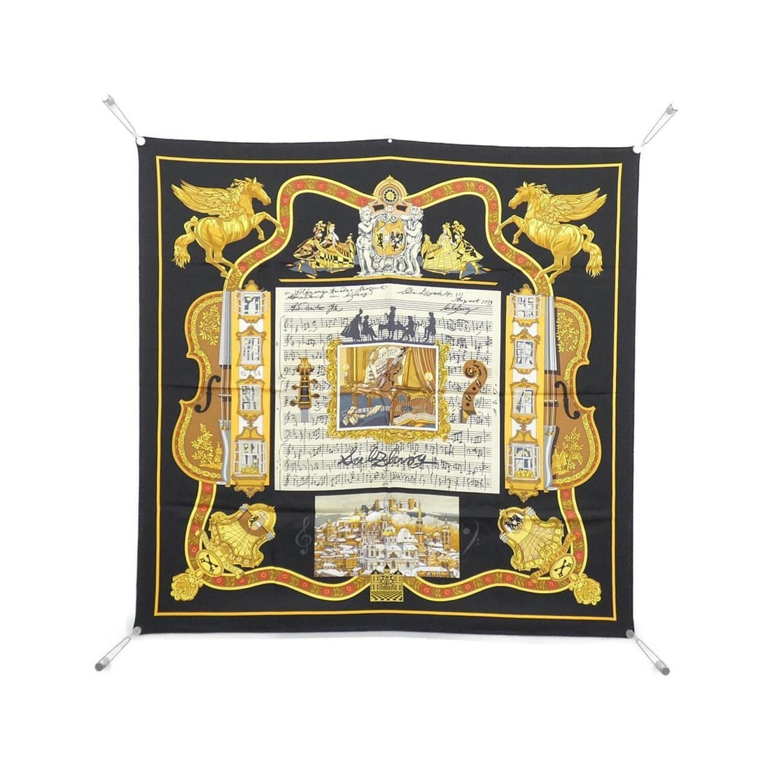 Hermes IN SALZBURG Carre Scarf Muffler: --- Catalog ---Category: SizeSize (LxW): 90cm x 90cm / 35.43'' x 35.43''Category: DesignType: ScarfColor: BlackGender: WomenMaterial: Silk Category: GeneralBrand: Hermes--- Item List ---Section:
