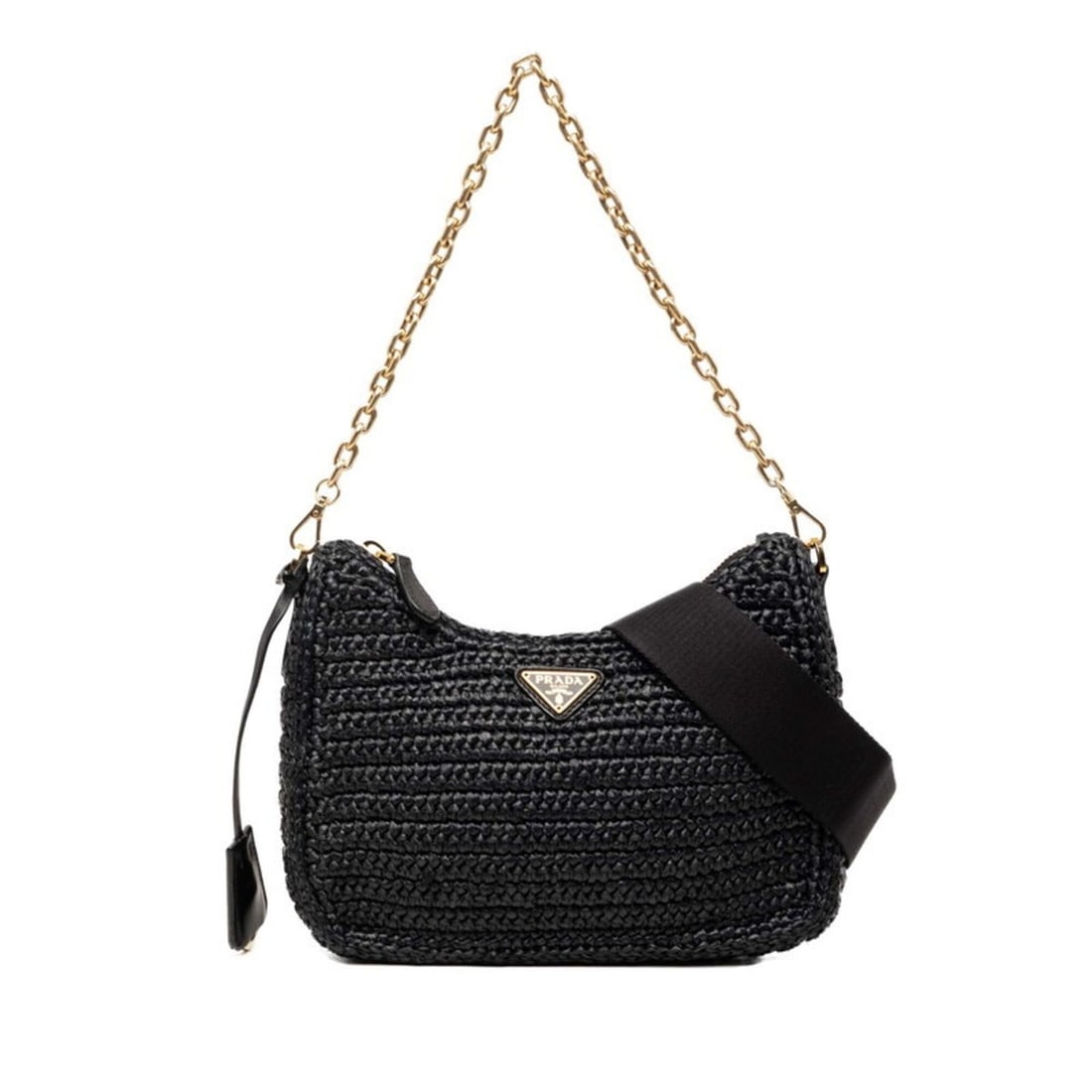Prada Triangle Logo Plate Re-Edition 2005 Chain Shoulder Bag Black Raffia Women's PRADA: --- Catalog ---Category: SizeSize (HxWxD): 17cm x 21.5cm x 6.5cm / 6.69'' x 8.46'' x 2.55''Category: DesignType: Pouch, Shoulder bagColor: BlackGender: WomenMaterial: Raffia Category: GeneralBrand: Pr