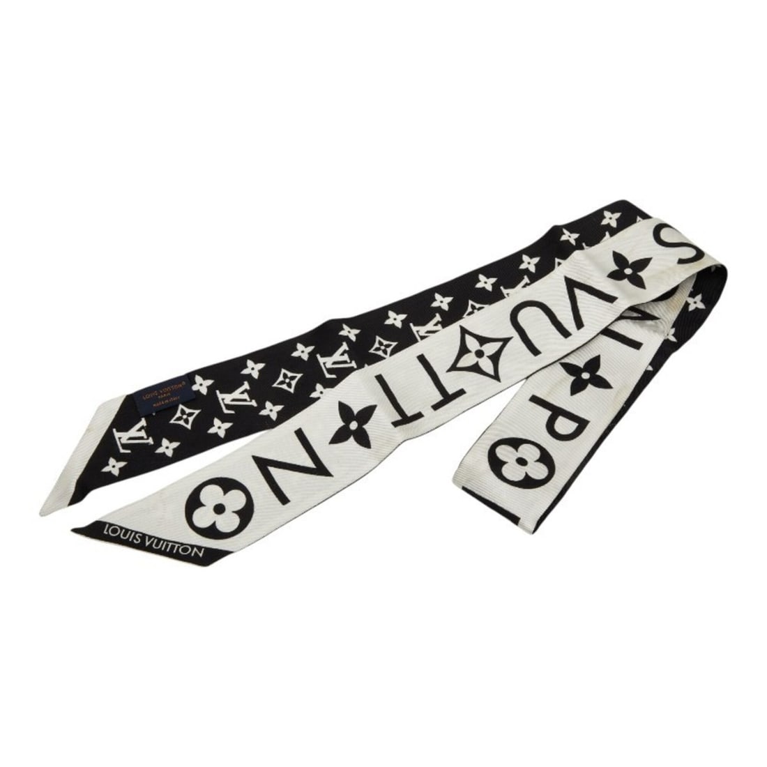 Louis Vuitton Monogram Infinity Bandeau BB Scarf M90682 White Black Silk Women's LOUIS VUITTON: --- Catalog ---Category: SizeSize (LxW): 5cm x 1.14m / 1.96'' x 45.27''Category: DesignType: ScarfColor: Black, Monogram, WhiteGender: WomenMaterial: Monogram Category: GeneralMPN: M90682Brand: Louis 