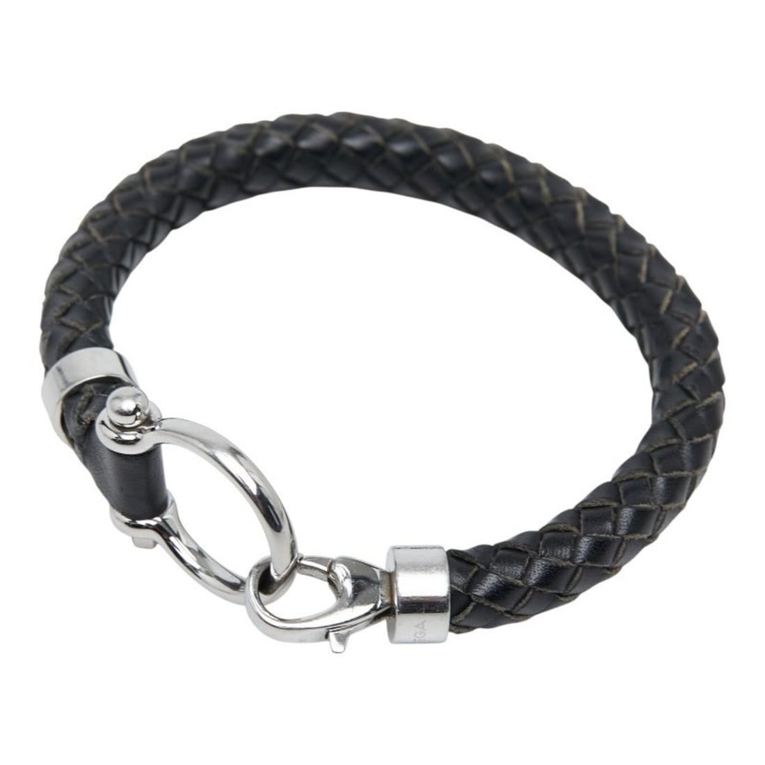 Omega Aqua Sailing Braided Bracelet Black Silver Leather Men's OMEGA (1 of 8)